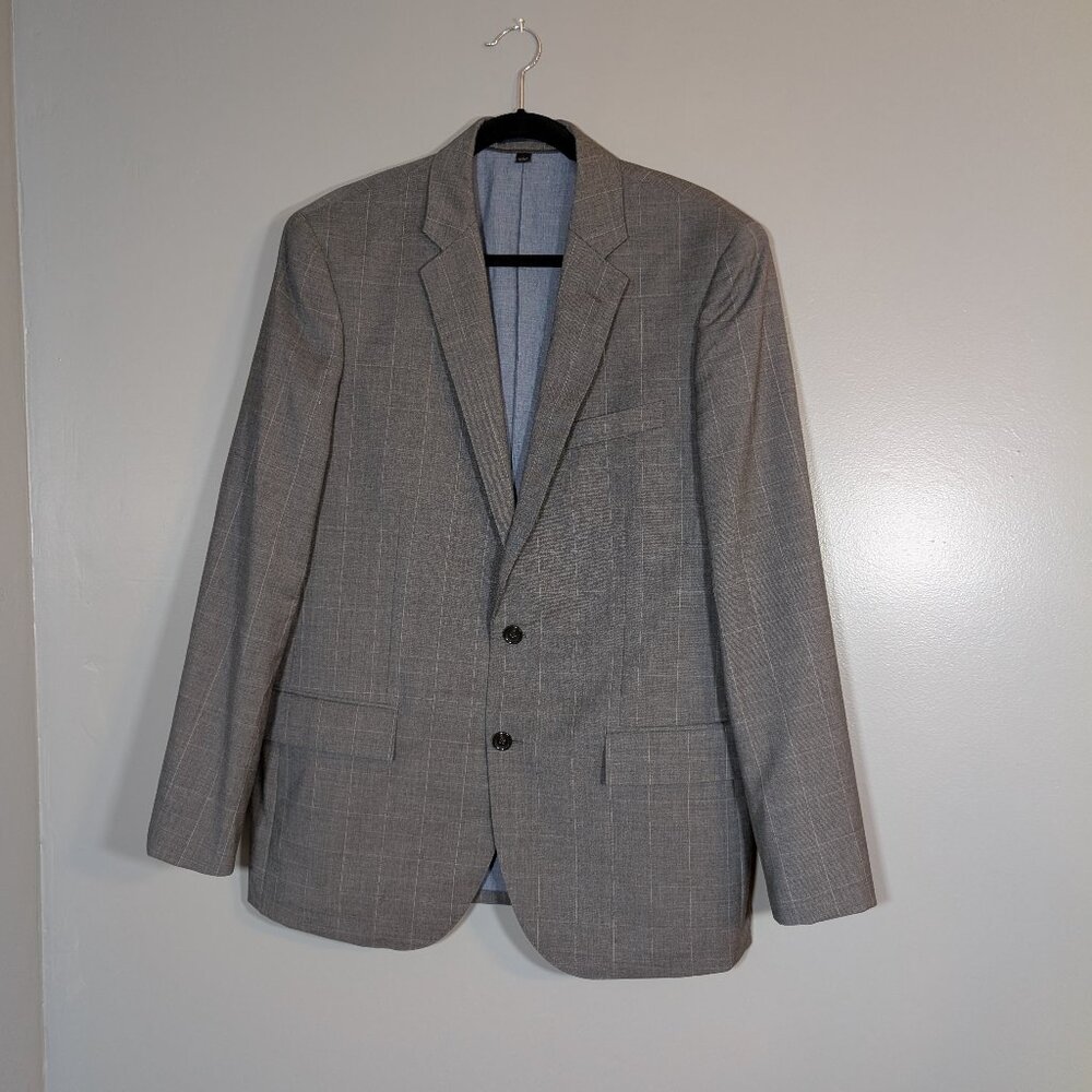 J. Crew Grey Plaid Ludlow Blazer 100% Wool Made in USA Size 42R
